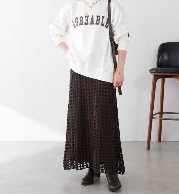  「【マルチに使える】透かし編みロングスカート」|スカート|