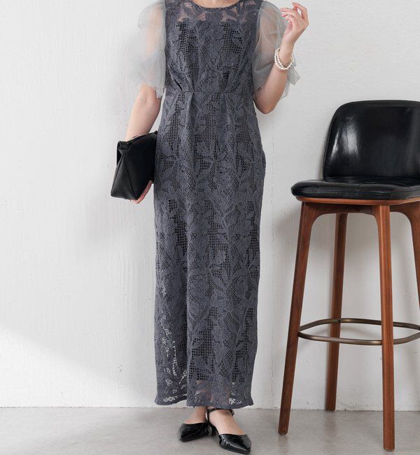  「グラフィカルリーフレースワンピース」|ワンピース|
