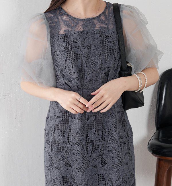  「グラフィカルリーフレースワンピース」|ワンピース|