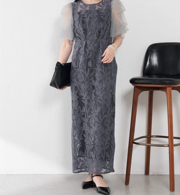  「グラフィカルリーフレースワンピース」|ワンピース|