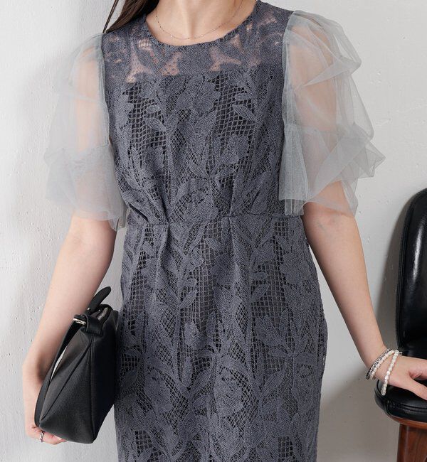  「グラフィカルリーフレースワンピース」|ワンピース|