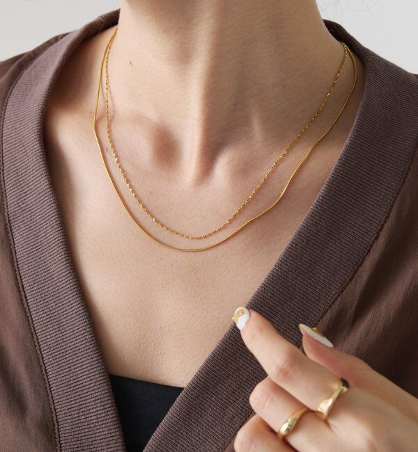  「【PAPILLONNER/パピヨネ】レイヤードステンレスネックレス」|リング|