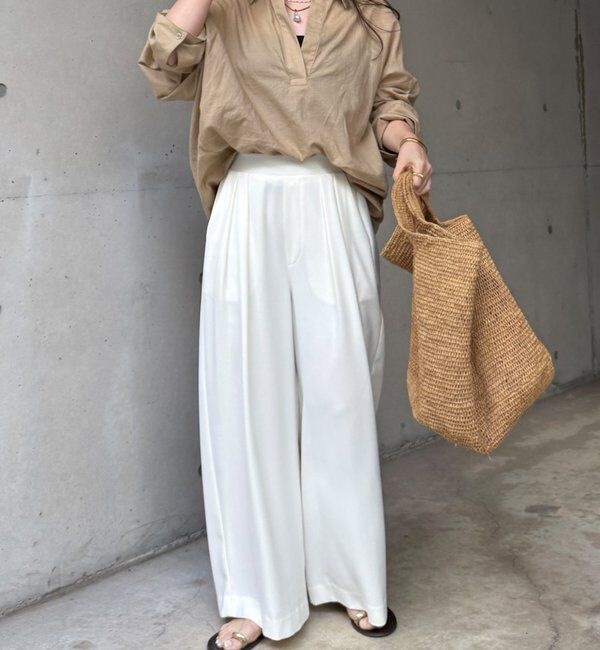  「【累計販売数3万枚突破/21色4サイズ展開！】タックワイドパンツ」|チノ|