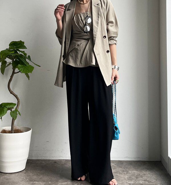  「【累計販売数3万枚突破/21色4サイズ展開！】タックワイドパンツ」|チノ|