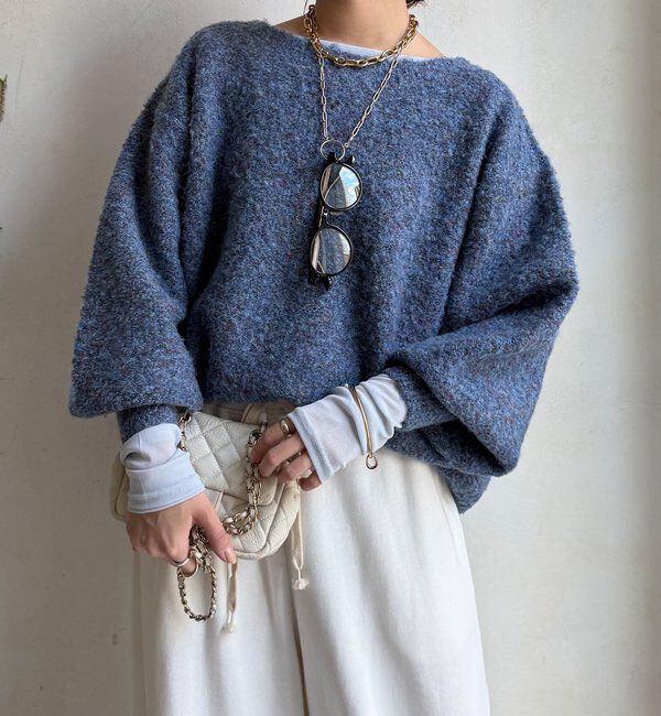  「MIXヤーンボートネックプルオーバー」|ニット・セーター|