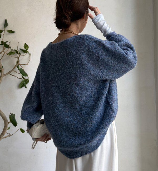  「MIXヤーンボートネックプルオーバー」|ニット・セーター|