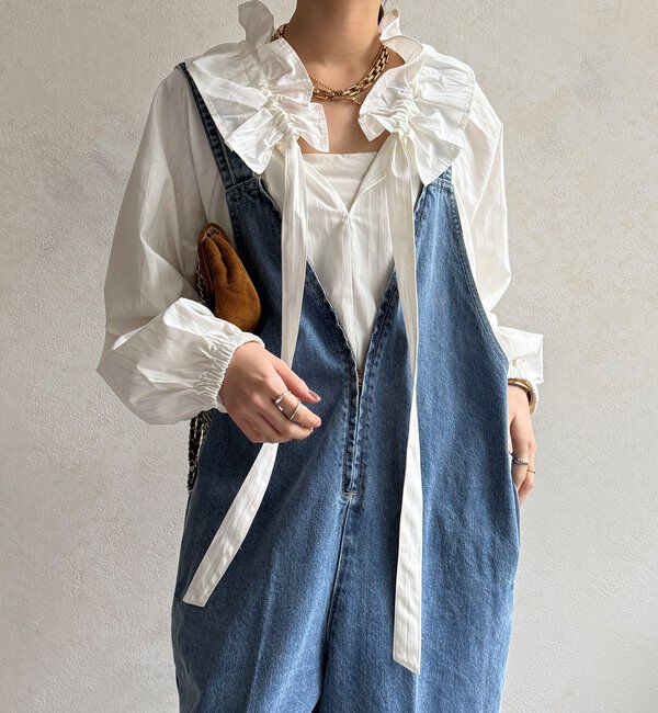  「【WEB限定】フリルカラーラグランブラウス」|シャツ・ブラウス|