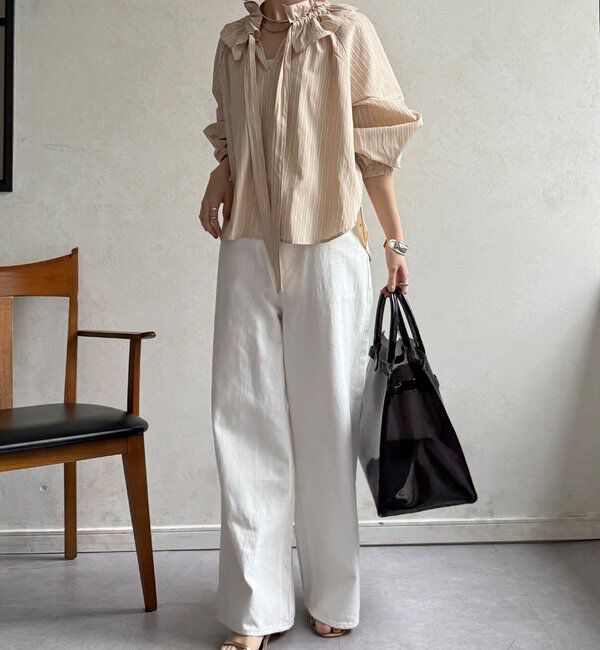  「【WEB限定】フリルカラーラグランブラウス」|シャツ・ブラウス|