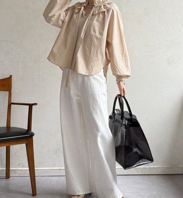  「【WEB限定】フリルカラーラグランブラウス」|シャツ・ブラウス|