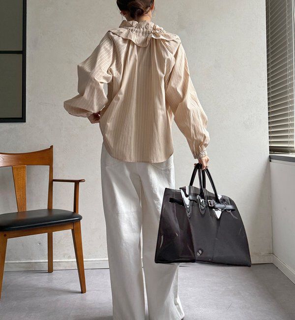  「【WEB限定】フリルカラーラグランブラウス」|シャツ・ブラウス|