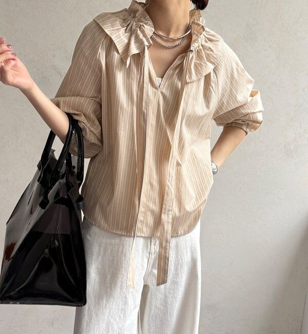  「【WEB限定】フリルカラーラグランブラウス」|シャツ・ブラウス|