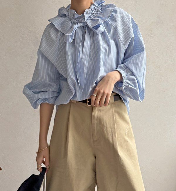  「【WEB限定】フリルカラーラグランブラウス」|シャツ・ブラウス|