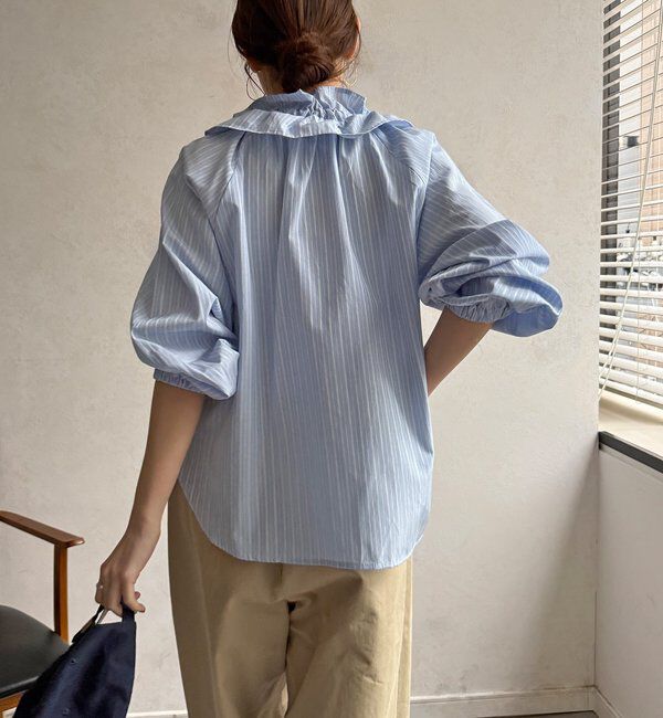  「【WEB限定】フリルカラーラグランブラウス」|シャツ・ブラウス|