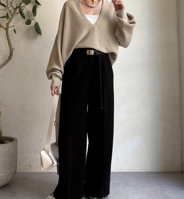  「和紙スキッパープルオーバー」|ニット・セーター|