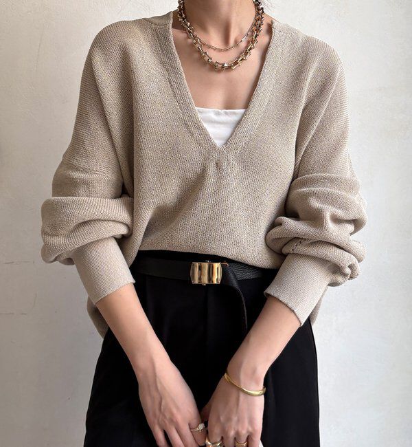  「和紙スキッパープルオーバー」|ニット・セーター|