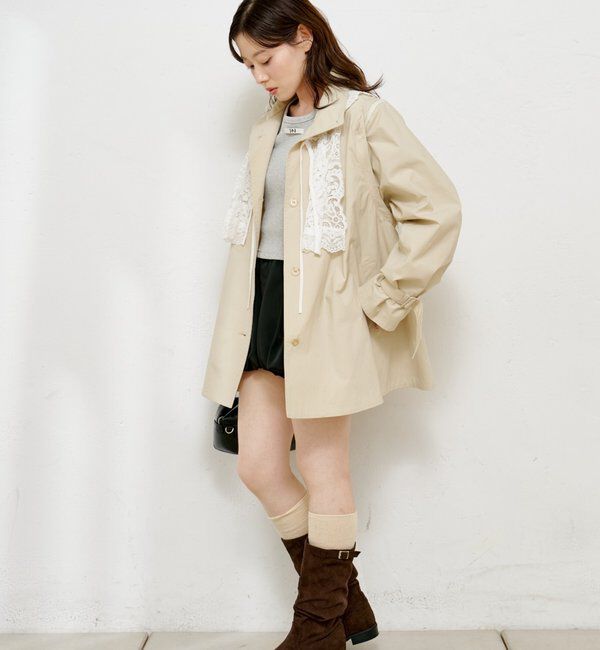  「レース付きフレアトレンチコート」|トレンチコート|