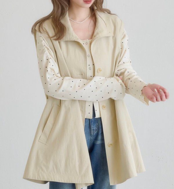  「レース付きフレアトレンチコート」|トレンチコート|