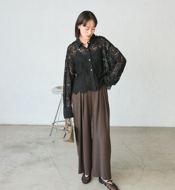  「【女性らしい抜け感】レースクロップドシャツ」|シャツ・ブラウス|