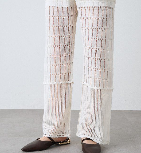  「【a Nice （ア ・ニース）】クロシェトリムニットパンツ」|チノ|