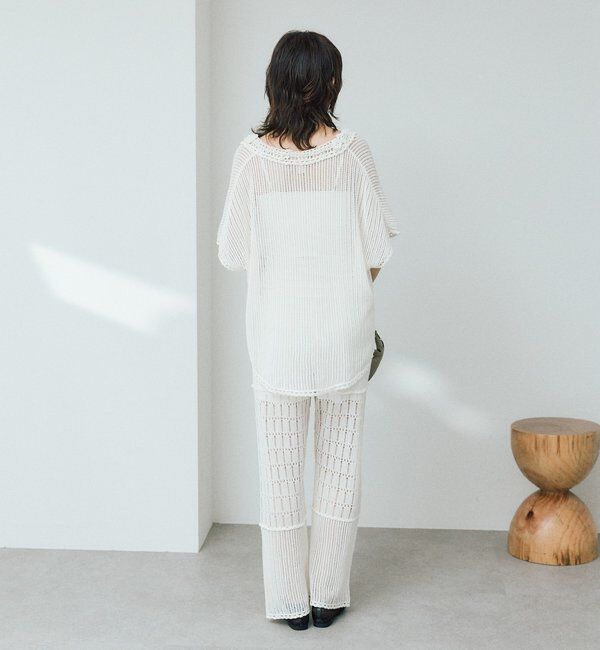  「【a Nice （ア ・ニース）】クロシェトリムニットパンツ」|チノ|