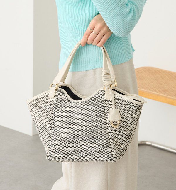  「予約【ショルダーストラップ付き】レザーパイピングミニトート」|クラッチバッグ|アイボリー