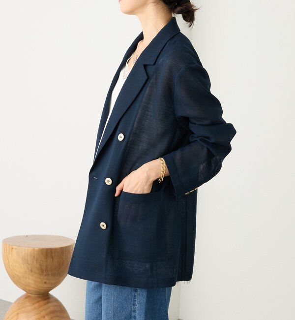  「予約【日除け・冷房避けに】リネンライクメッシュジャケット」|テーラードジャケット|