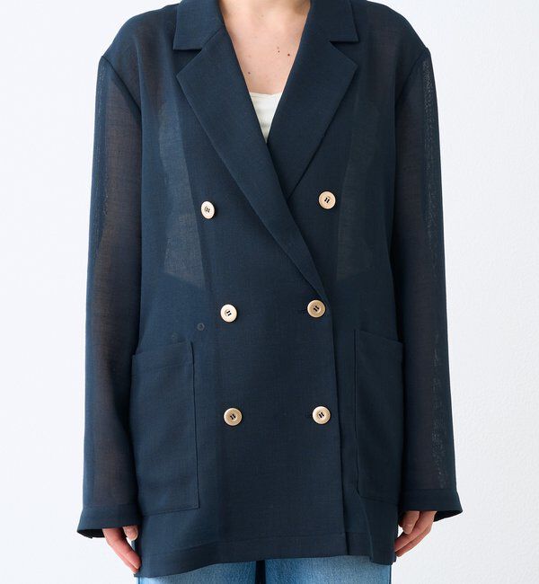  「予約【日除け・冷房避けに】リネンライクメッシュジャケット」|テーラードジャケット|