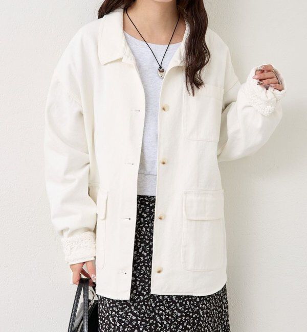  「裾レースツイルジャケット」|ブルゾン・スタジャン|