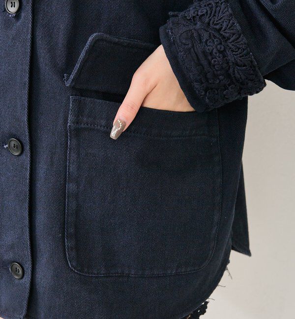  「裾レースツイルジャケット」|ブルゾン・スタジャン|