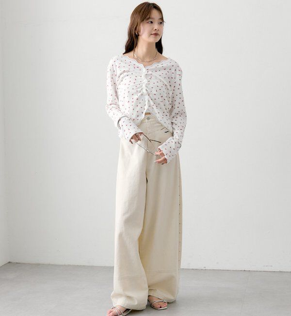  「ギャザーレースリブカーディガン」|Tシャツ・カットソー|