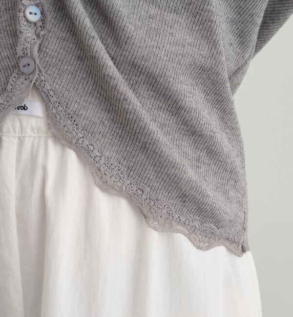  「ギャザーレースリブカーディガン」|Tシャツ・カットソー|