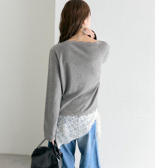  「ギャザーレースリブカーディガン」|Tシャツ・カットソー|