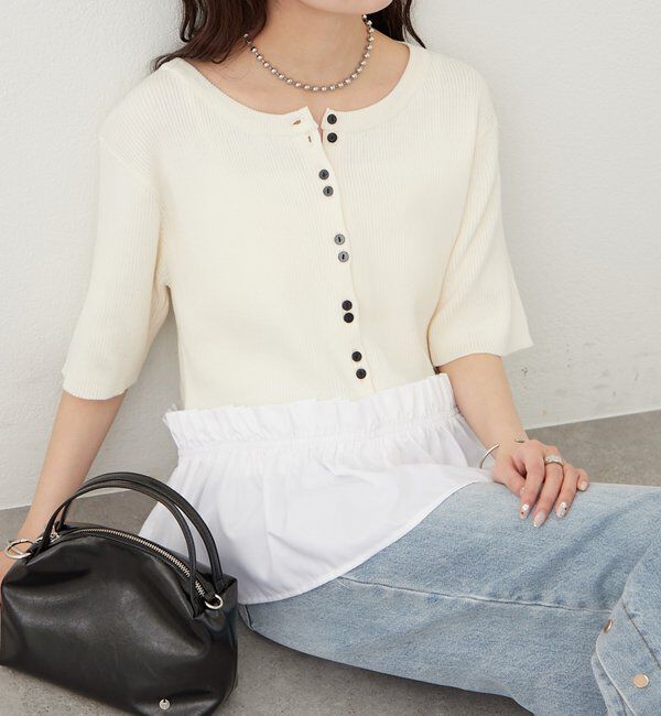  「ペプラム半袖ニット」|ニット・セーター|