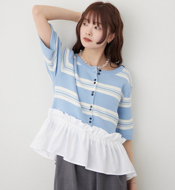  「ペプラム半袖ニット」|ニット・セーター|