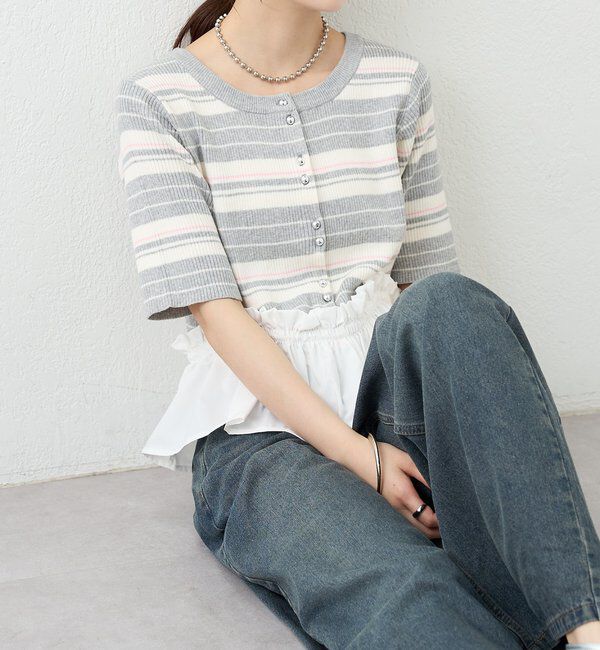  「ペプラム半袖ニット」|ニット・セーター|
