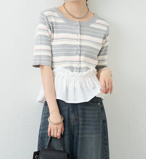  「ペプラム半袖ニット」|ニット・セーター|