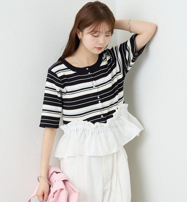  「ペプラム半袖ニット」|ニット・セーター|