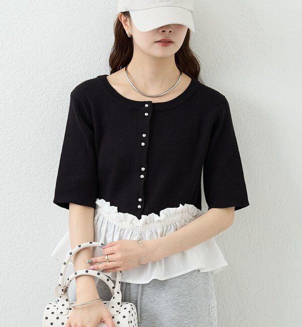  「ペプラム半袖ニット」|ニット・セーター|