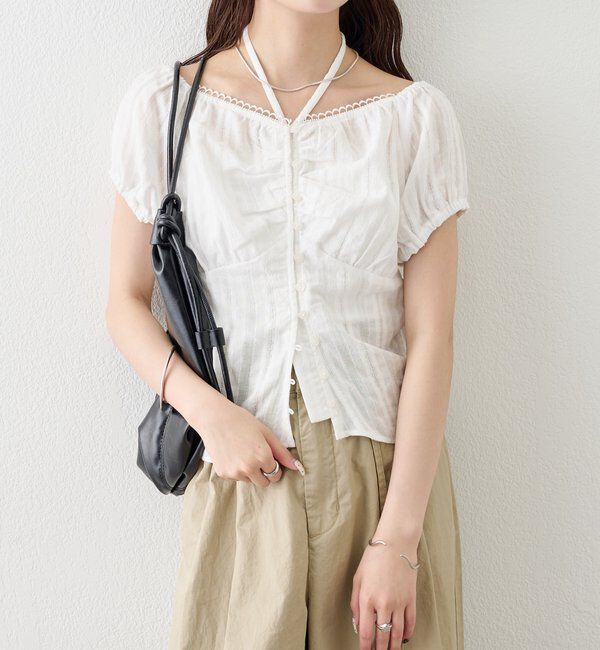  「キャップスリーブコットンレースブラウス」|シャツ・ブラウス|