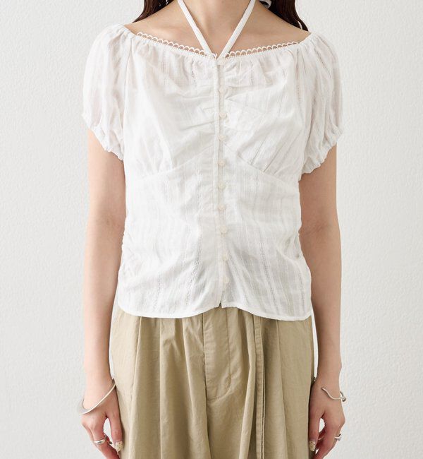  「キャップスリーブコットンレースブラウス」|シャツ・ブラウス|