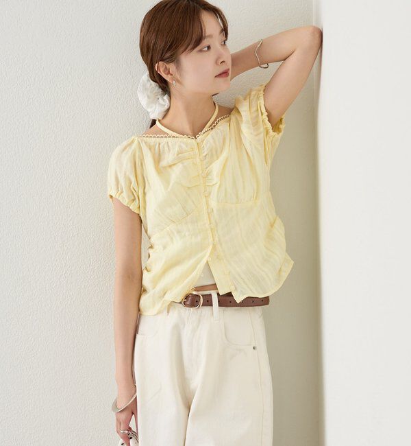  「キャップスリーブコットンレースブラウス」|シャツ・ブラウス|