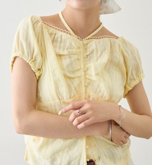  「キャップスリーブコットンレースブラウス」|シャツ・ブラウス|