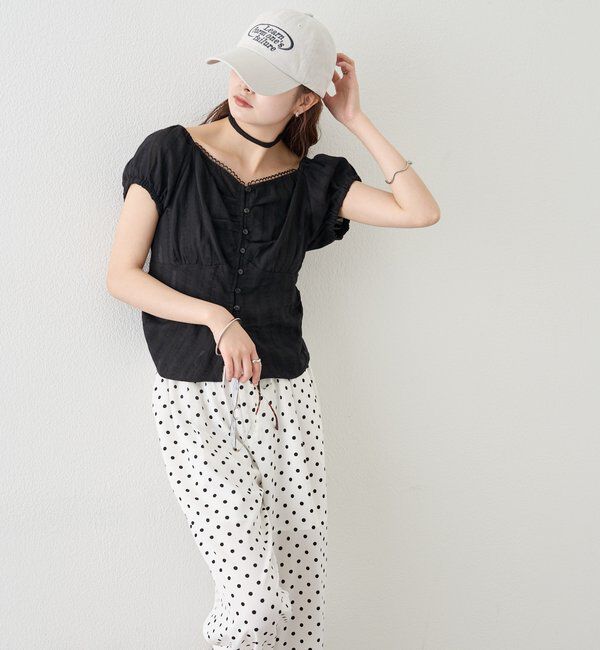  「キャップスリーブコットンレースブラウス」|シャツ・ブラウス|