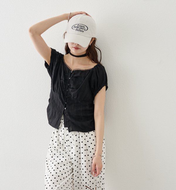  「キャップスリーブコットンレースブラウス」|シャツ・ブラウス|