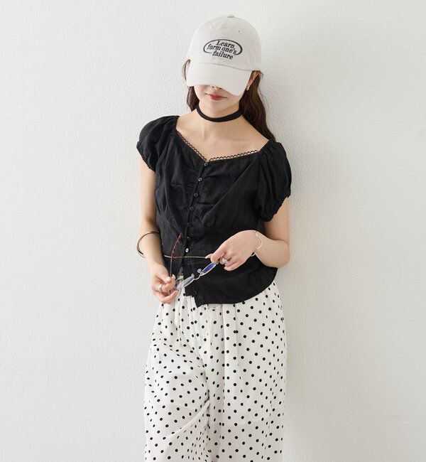  「キャップスリーブコットンレースブラウス」|シャツ・ブラウス|