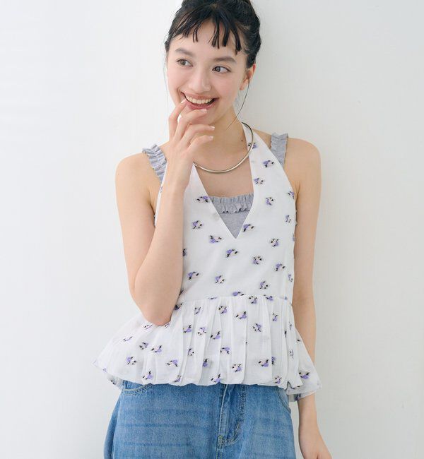  「パット付きギャザーフリルキャミソール」|キャミソール|