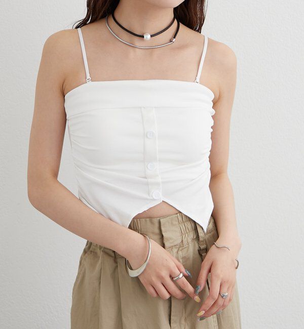  「パット付きボタンスリットキャミソール」|キャミソール|
