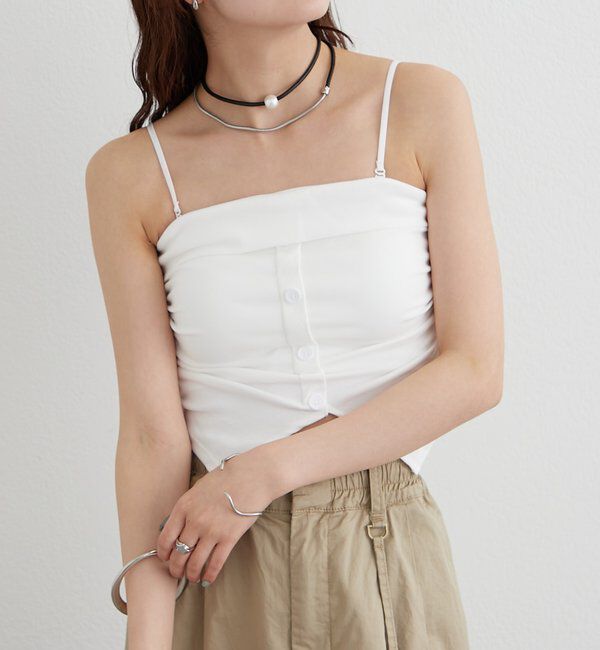  「パット付きボタンスリットキャミソール」|キャミソール|