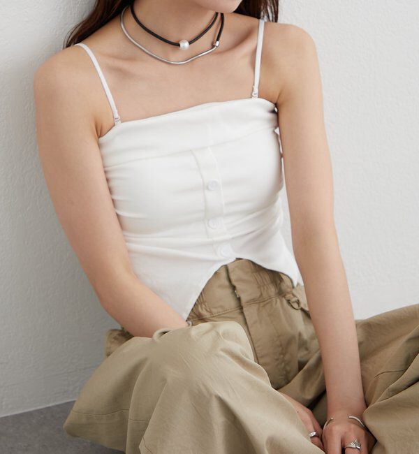  「パット付きボタンスリットキャミソール」|キャミソール|