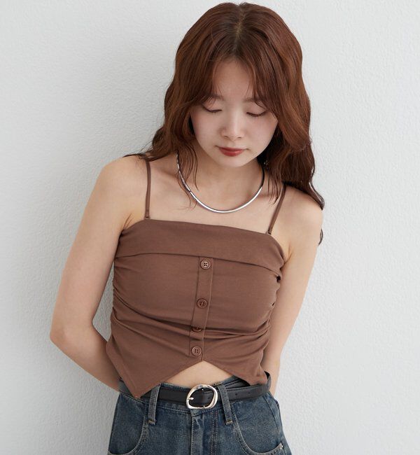  「パット付きボタンスリットキャミソール」|キャミソール|